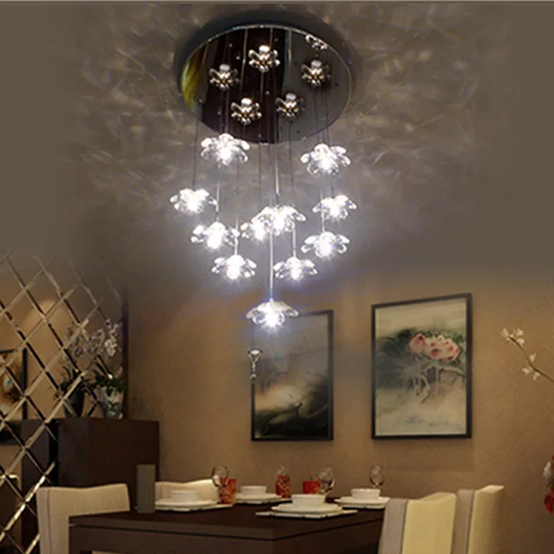 Z Modern LED Crystal Chandelier Romantic Flower Design Lovel Girl's Bedroom Lamp Restaurant Lighting Fixture Stairs | Лампы и