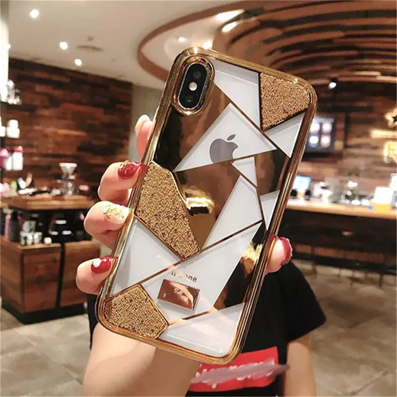 Золотой Роскошный блестящий яркий чехол для телефона iphone X XR XS MAX 6 6s 7 8 Plus, чехол для iphone XR XS MAX, мягкие чехлы - Цвет: Золотой