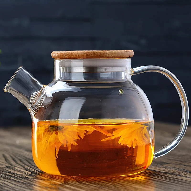 

New style 1000ml Heat Resistant Glass water Pot,Coffee Teapot Flower Tea Set Puer kettle Convenient Office Teaset 1pcs