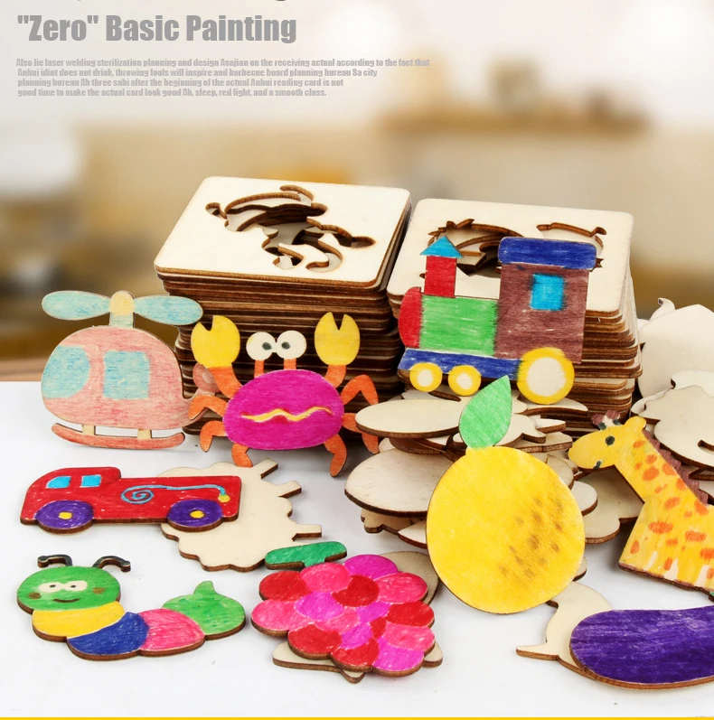 110Pcs Drawing Toys Children Wooden Animal Models Education Puzzle Graffiti Coloring Painting Template Set Educational Toys