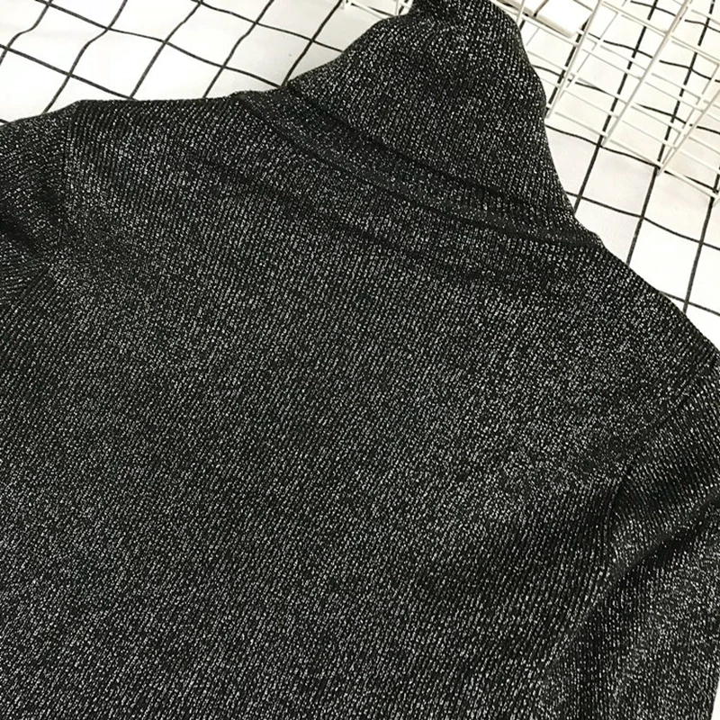 Shiny Lurex Autumn Winter Sweater Women Long Sleeve Pullover Basic Turtleneck Sweaters Tops Femme Knitted Korean Style | Женская одежда