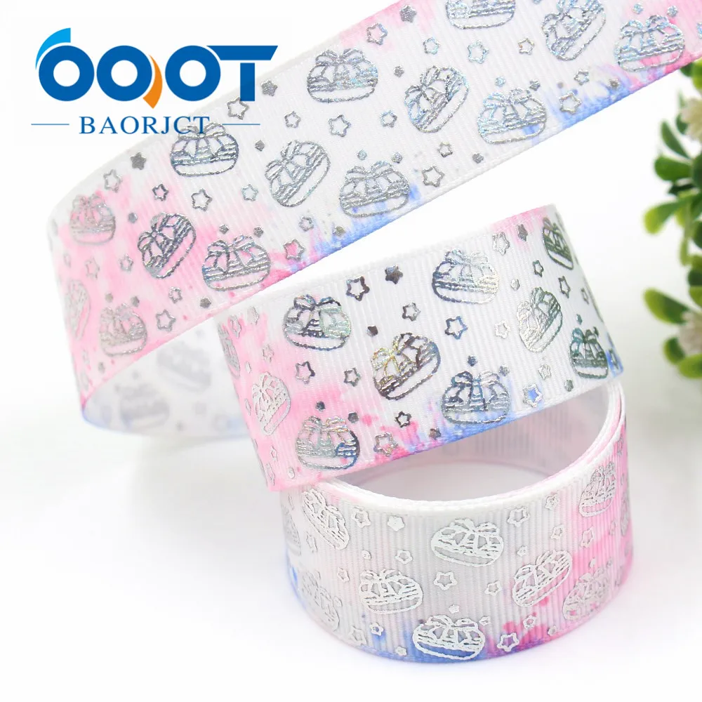 OOOT BAORJCT I-19326-749 10 ярдов 25 мм Лазерная Серебряная Милая мультяшная печатная лента из
