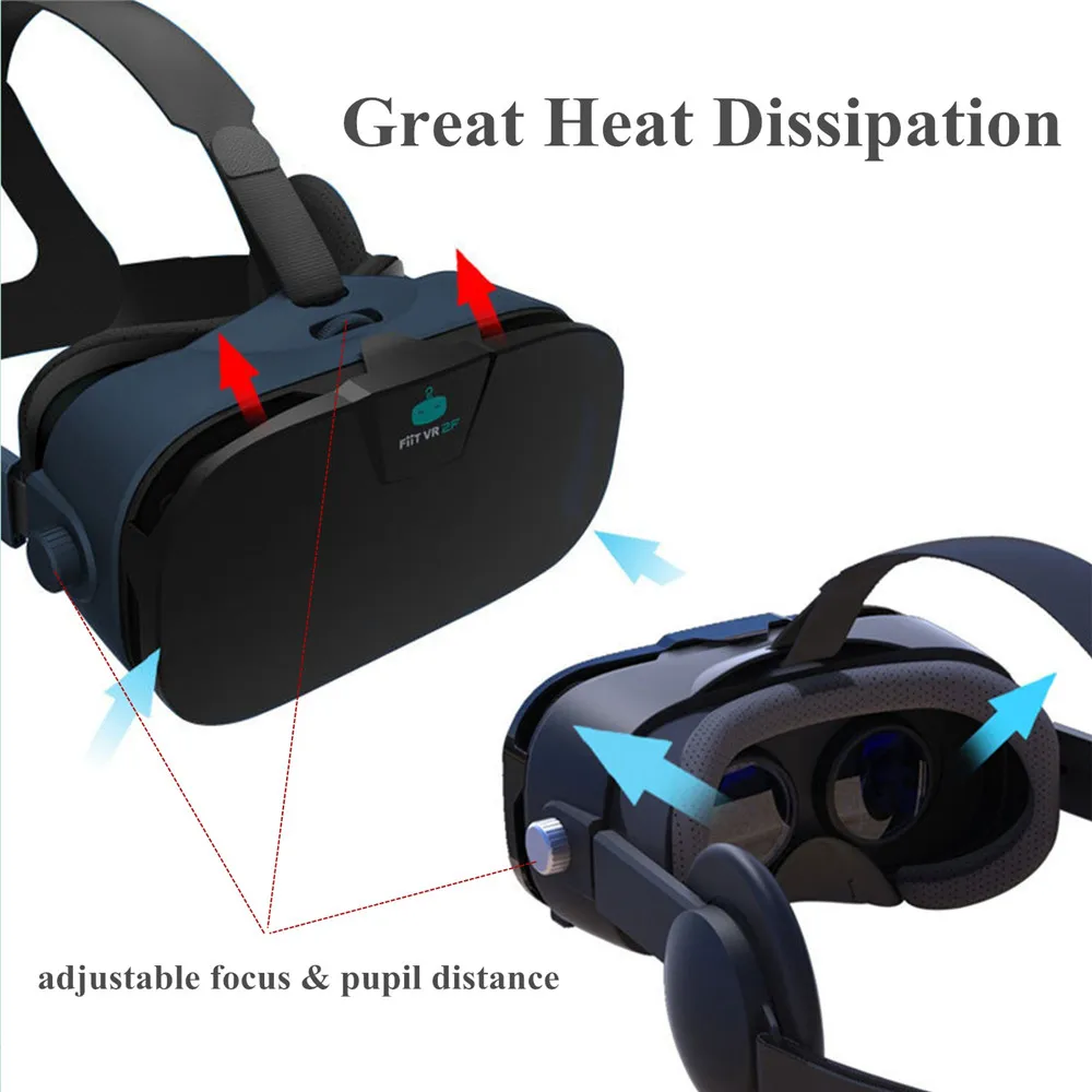 Очки виртуальной реальности Fiit VR гарнитура коробка с наушниками Oculos 3D VR Goggle Box для Iphone Android LG Htc Vive samsung s9