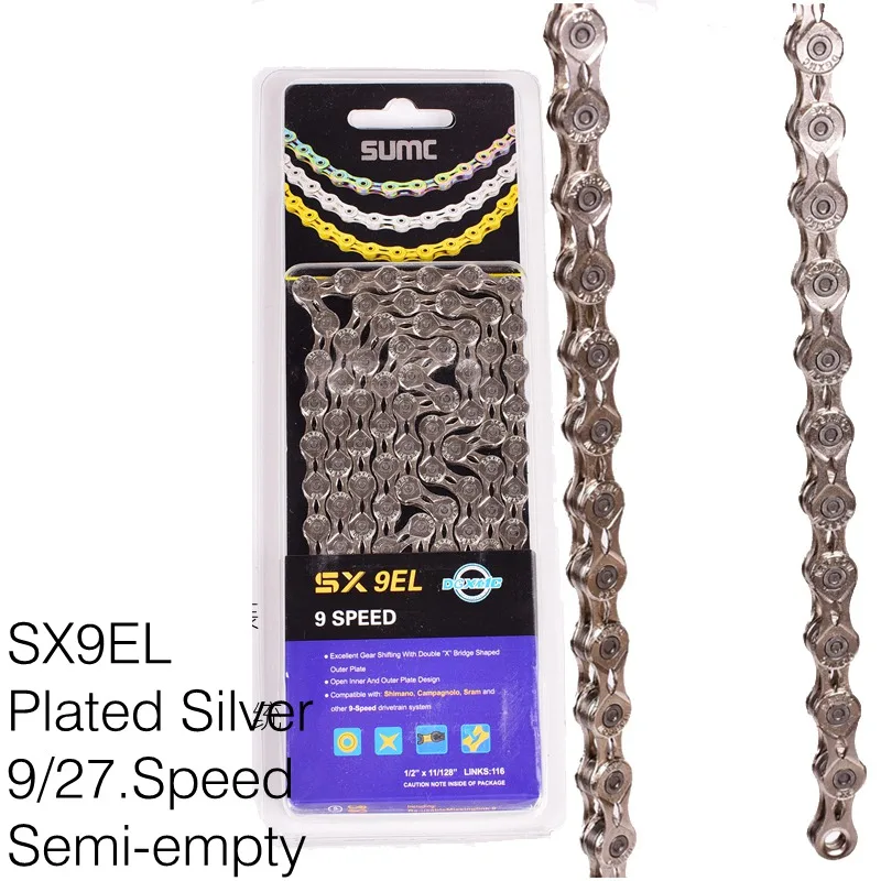 SX9EL silver Велосипедной цепи, 8, 9, 10, 11, Скорость 116L золото MTB цепь для дорожного велосипеда X8 X9 X10 X10SL X11SL для Shimano SRAM велосипед Запчасти - Цвет: SX9EL silver