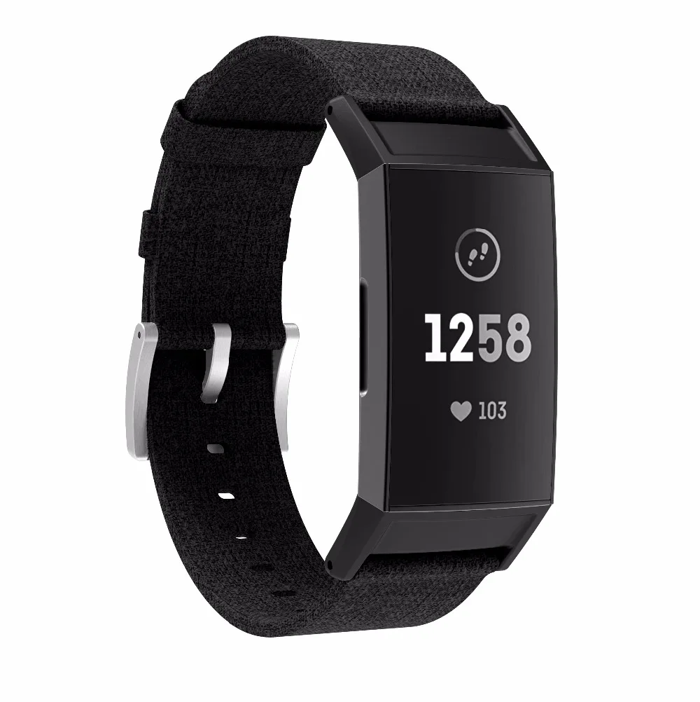 Ремешок для часов плетеная холщовая ткань Fitbit Charge 3 4 Band Браслет charge3 аксессуары