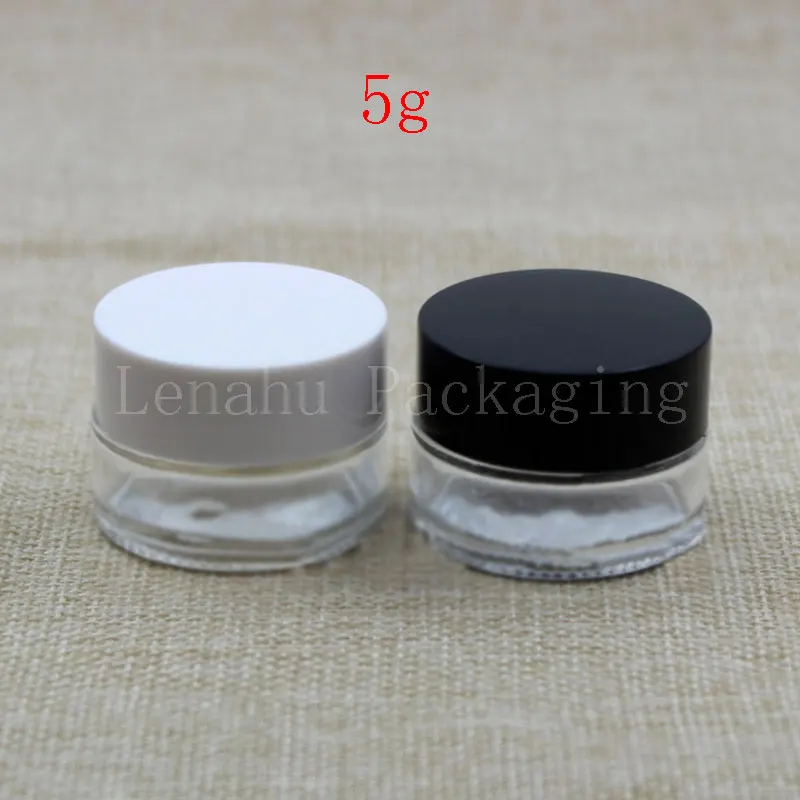 Wholesale 5g Transparent Glass Bottles, 5cc Skin Care Cream/Mask Bottle, Cosmetics Packaging Container