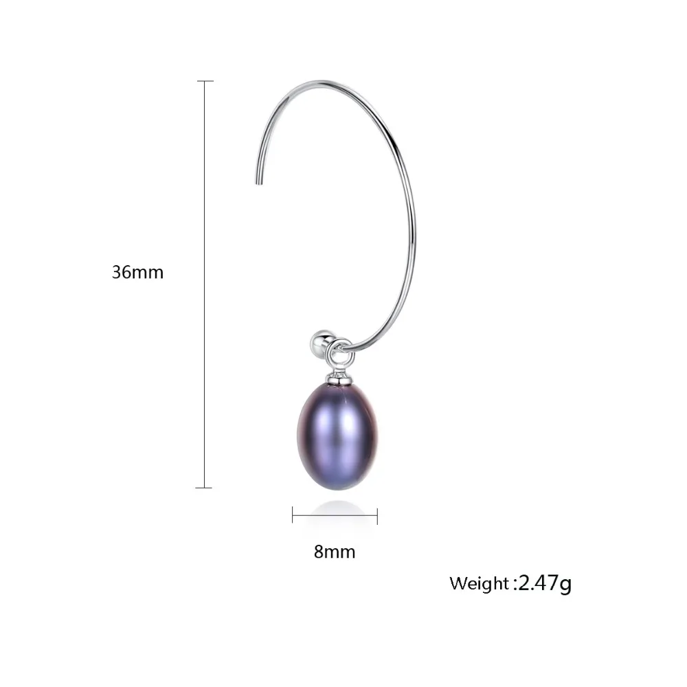 INALIS New Simple Elegant Big Ear Hook 925 Sterling Silver Natural Purple White Pearl Dangle Drop Earrings for Women Jewelry | Украшения и