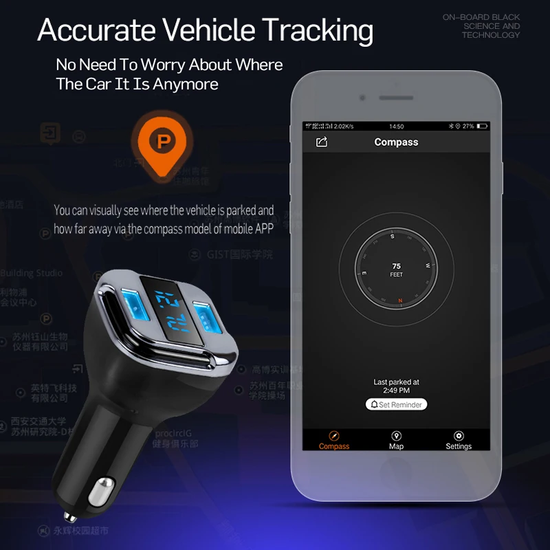 Двойной Переходник USB для зарядки в машине встроенный Автомобильный gps трекер