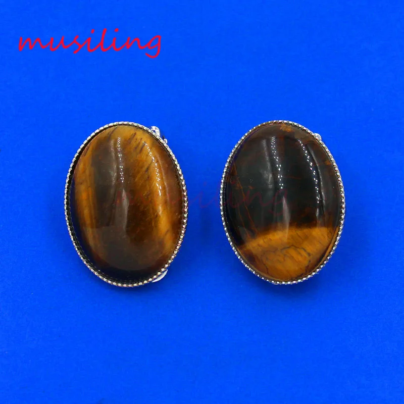 Овальные серьги-клипсы musiling кристалл кварц тигерит и т. Д. аксессуары для ушей из