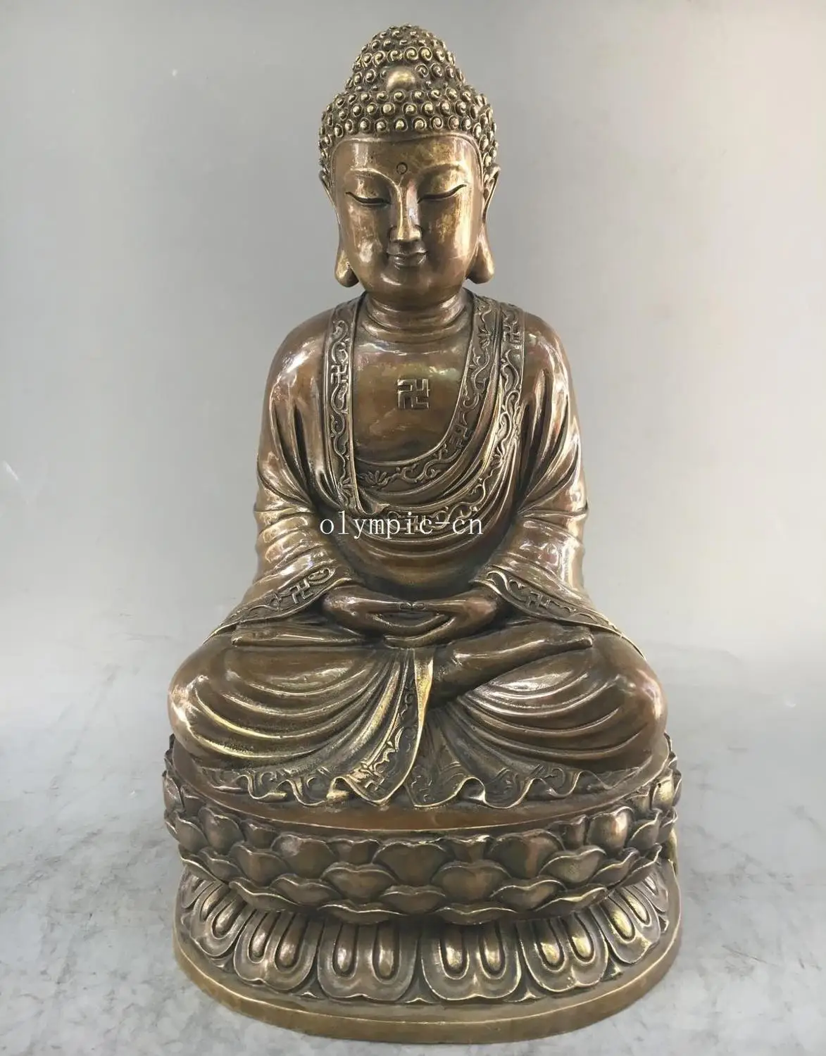 

14'' copper carved buddhism Sakyamuni Vairocana tathagata Amitabha buddha
