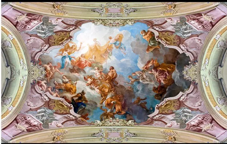 Пользовательские 3d фото обои потолочные фрески Hd Европейский характер роспись