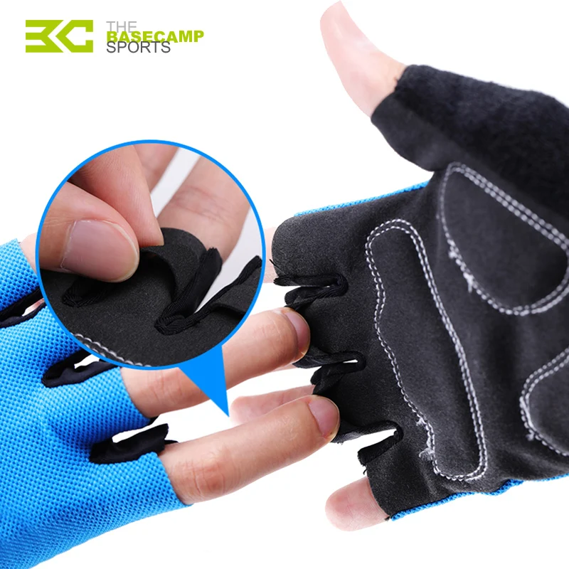 Велосипедные перчатки BASECAMP дышащие спортивные с открытыми пальцами