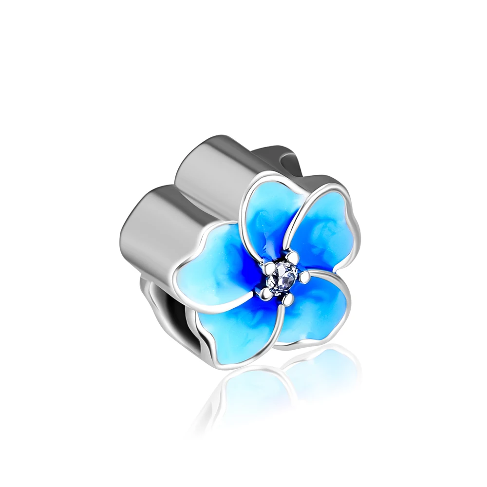 

Fandola CKK 100% 925 Sterling Silver Orchid Blue Flower Beads Fits for Original Charms Bracelets ,Pale Blue Lavender Enamel
