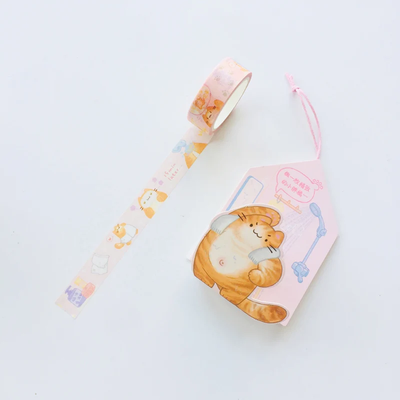 cats 15mm X 5m Kawaii Cats Otter Fox Animals Pendant Decorative Washi Tape DIY Scrapbooking Masking Tape School Office Supply - Color: cats