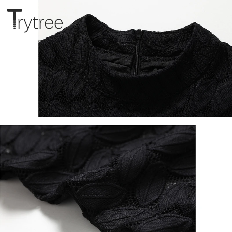 Trytree/летнее осеннее Повседневное платье рубашка кружевное полиэфирное