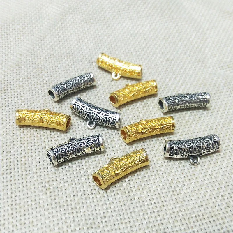 Колье чокер с цепочкой соединители для кулонов тибетские бусины трубки ажурные