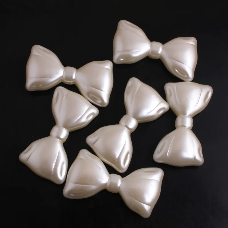 OYKZA Jewelry 55x31mm 45pcs Ivory Color Acrylic Imitation Pearl Bow Beads for Chunky Baby Girls Necklace Making | Украшения и