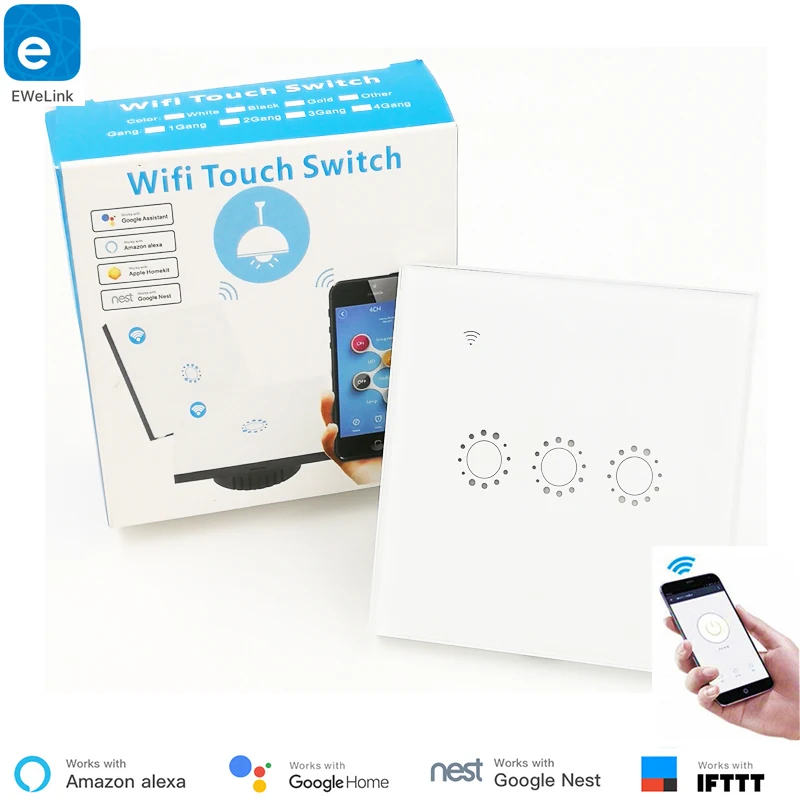 Стандарт ЕС/Великобритании 1/2/3 банды тип 86 WiFi смарт настенный сенсорный