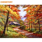 Картина на холсте Осенний лес, набор для рисования по номерам акриловый пейзаж, уникальная настенная живопись