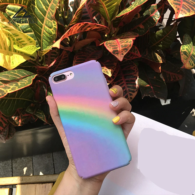 Lizardhill милые твердый матовый пластик телефон чехлы для iphone 7 8 plus Радуга чехол 6s 6 X