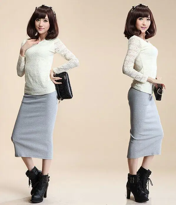 Осень зима кашемир Для женщин юбка шерсть ребра вязать длинная faldas Вышивка