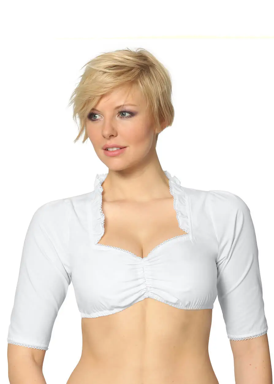 Tradition White Dirndl Blouse Costume German Oktoberfest Costume Underwear Underskirt Shirt Beer Festival Tee Tops T shirt