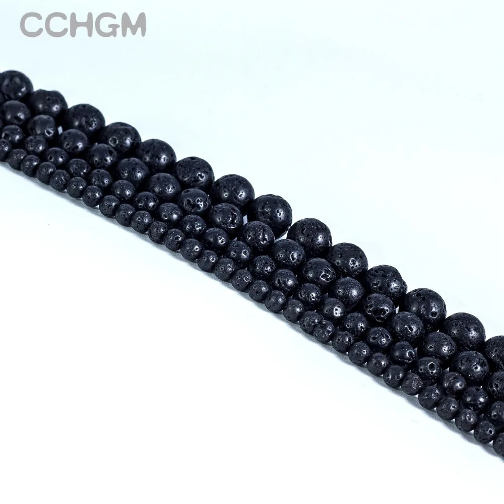 Черные бусины из вулканической лавы CCHGM круглые вулканического камня для