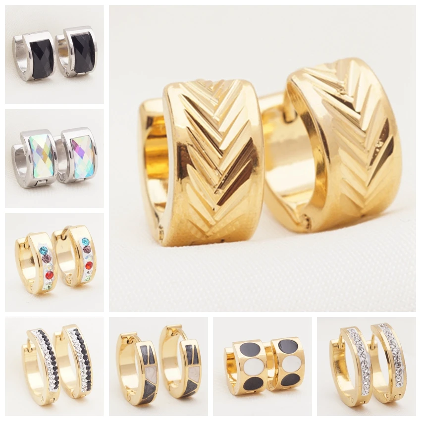 

Yunkingdom 32 Pairs Different Style Fashion Crystal Stainless Steel Small Hoop Earrings for Women and Men Jewelry Wholesale
