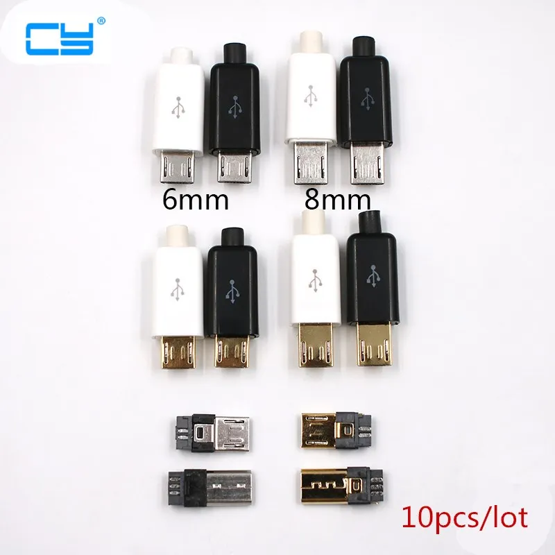 10 шт. DIY Micro USB 2 0 паяльный штекер 5-контактный разъем с пластиковой крышкой