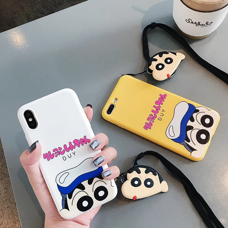 New case for iphone xs max 8plus Crayon Shin Chan cartoon imd iphoneXR 7p lovely Candy soft shell phone With lanyard |