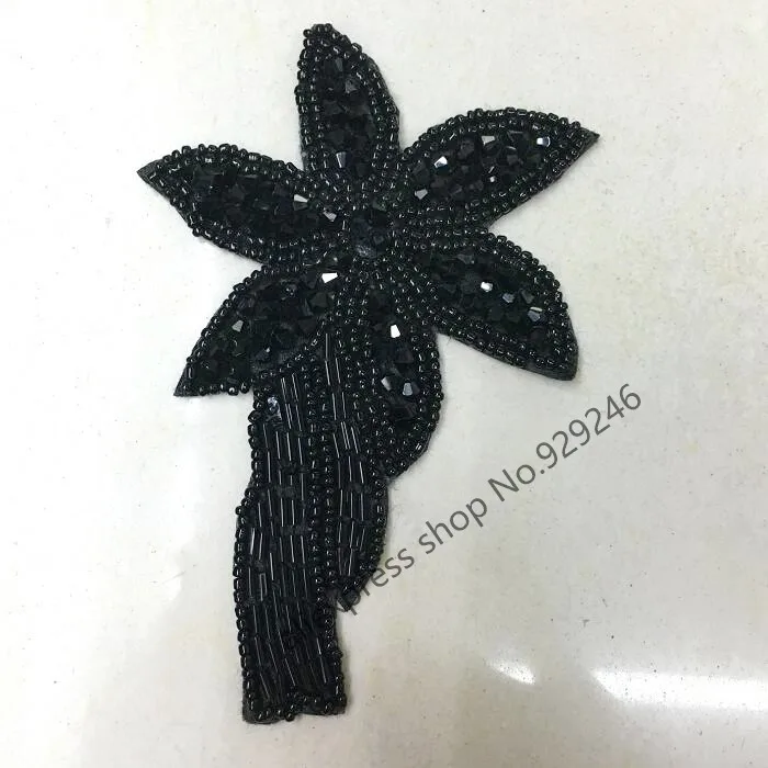 4 шт./лот модная аппликация из бусин в виде звезд и цветов черных античных