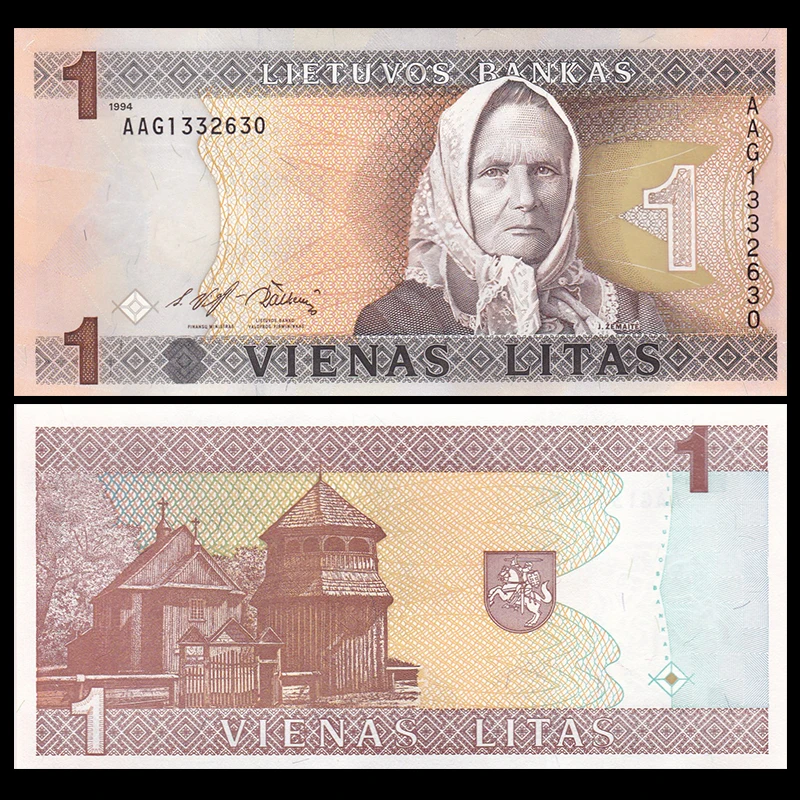 Оригинальная бумажная открытка с надписью lithuia 1 Lit 1994 P-53 UNC без распечатки