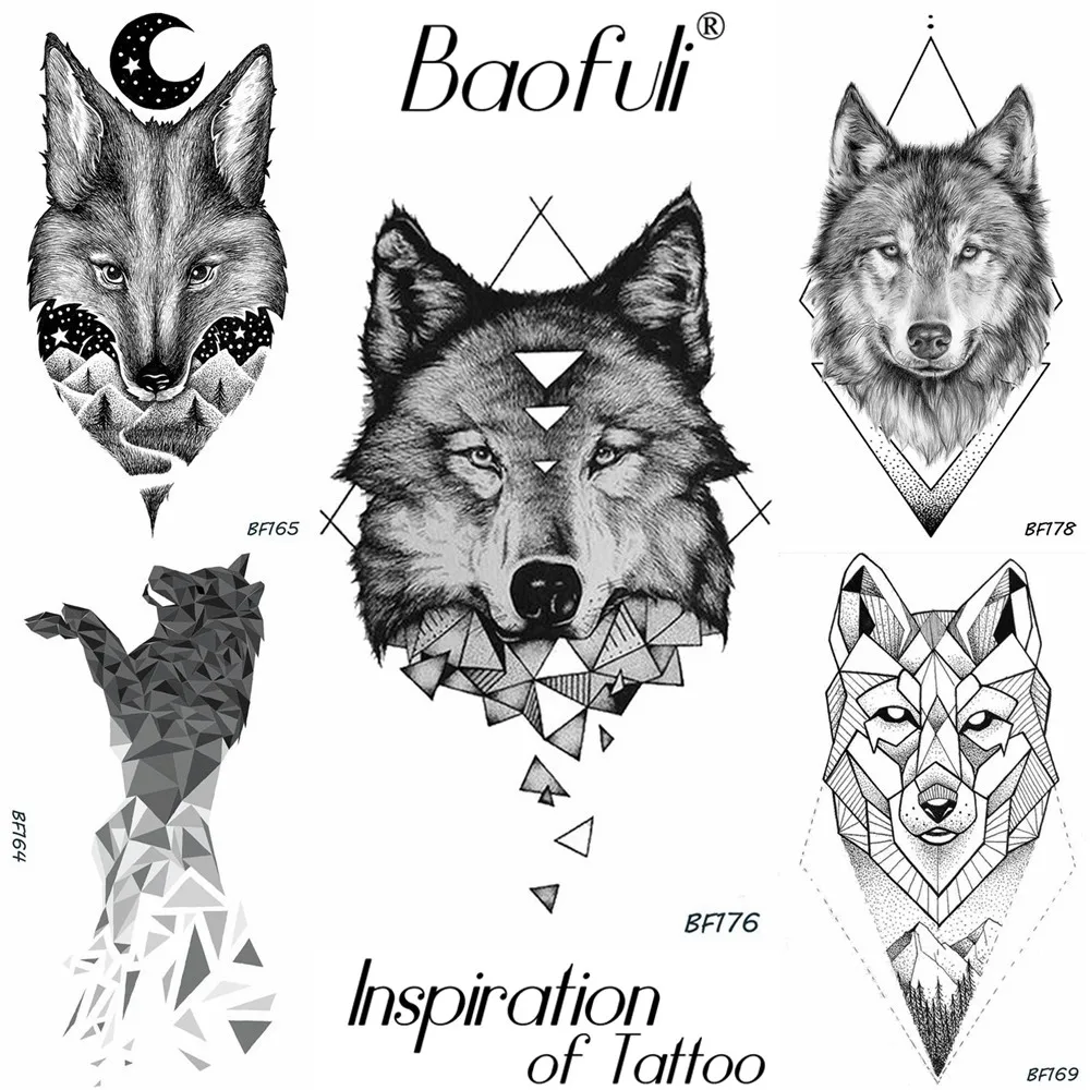 Временная тату Baofuli Star Fox водонепроницаемая фальшивая Геометрическая черная
