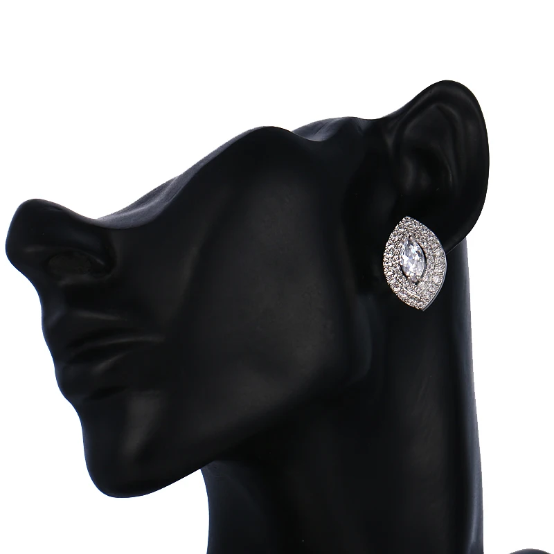 Серьги-гвоздики LXOEN с фианитом женские большие ювелирные украшения белыми