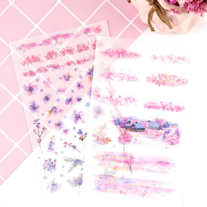 Набор розовых наклеек Fuji с креплением Сакура декоративные канцелярские наклейки