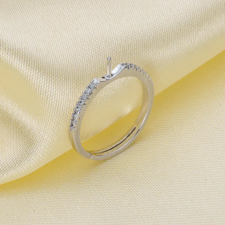 

Ring Mount Pearl Accessories Adjustable Size 925 Sterling Silver Ring Jewelry DIY No Pearl