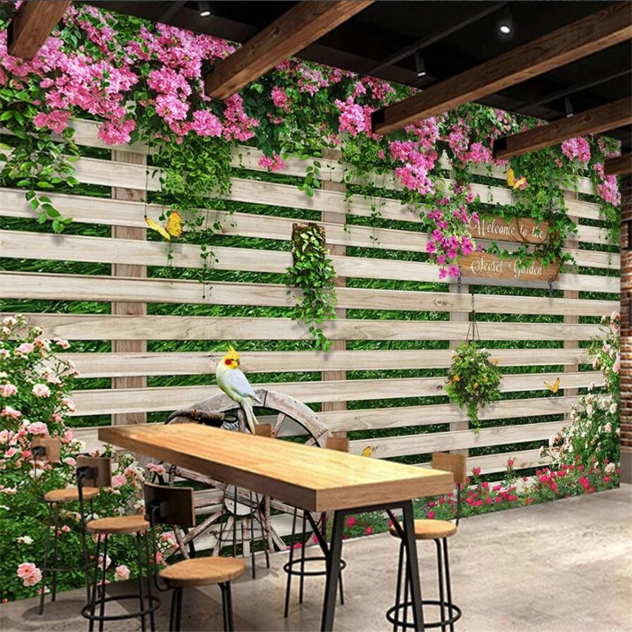 beibehang Custom wallpaper large 3d mural mediterranean wooden board rose flower background wall paper decorative painting | Обустройство