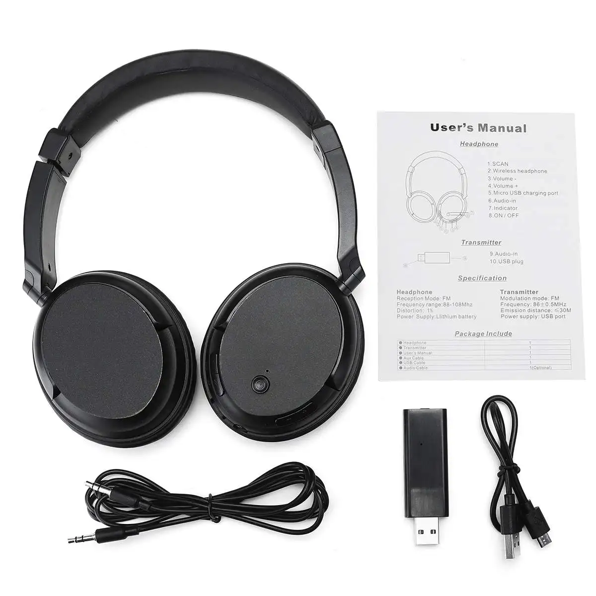 KINCO WS-3680 ТВ стерео Беспроводная гарнитура+ usb-передатчик дальняя Беспроводная передача для ПК мобильного телефона Mp3