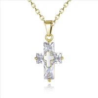trendy crystal cross women necklace jewelry girl fashion silver plated necklace for lady party accessories gold bijou