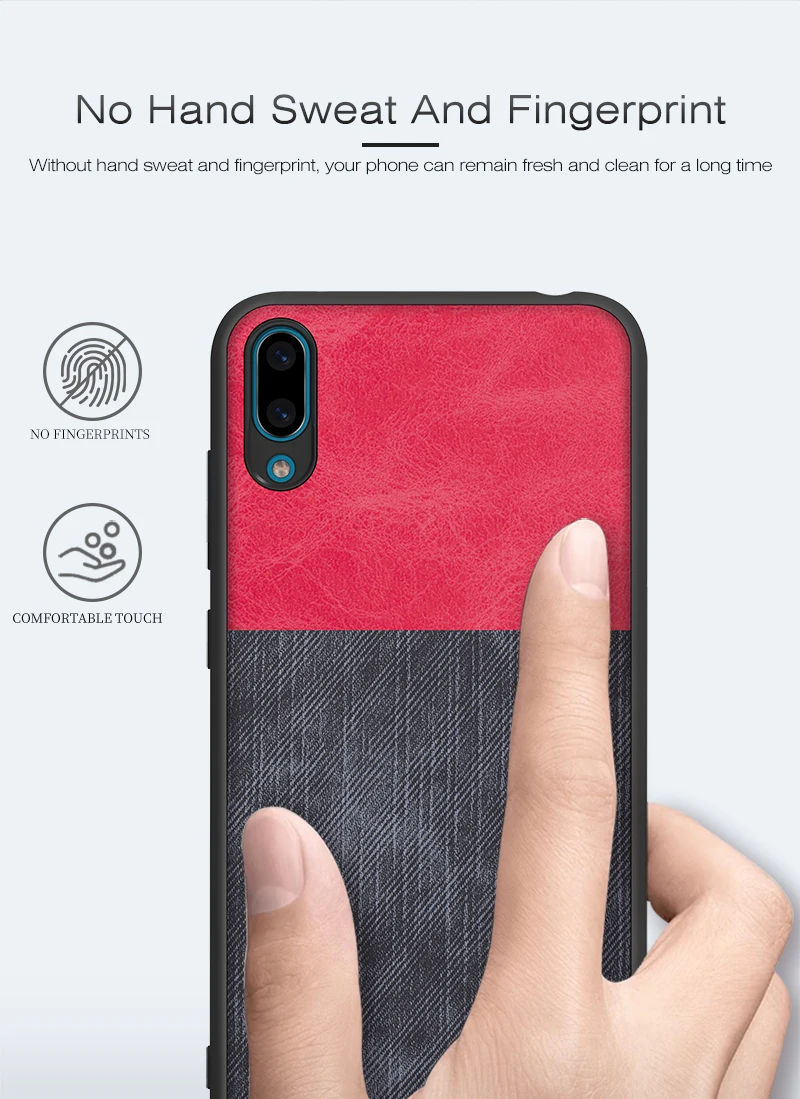 Для huawei Y9 2019 чехол мягкий силиконовый край + жесткую Ткань текстуры Защита задняя