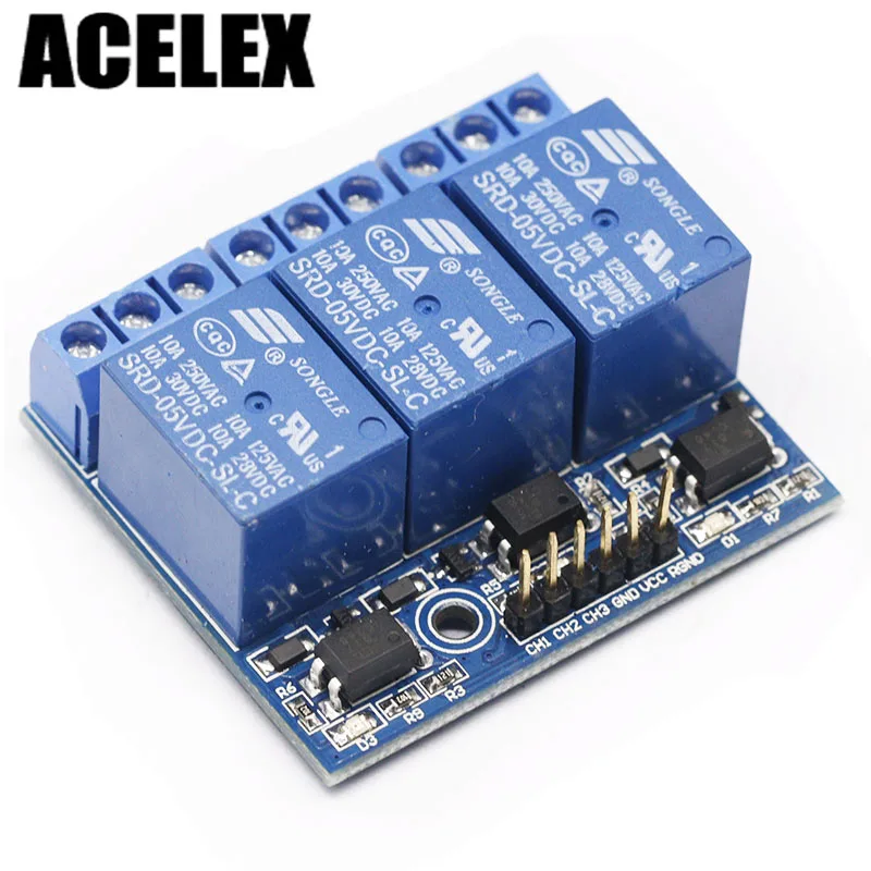 10Pcs three 3-channel high-voltage relay module with opto-isolated fully compatible 3.3V and 5v signal | Электроника