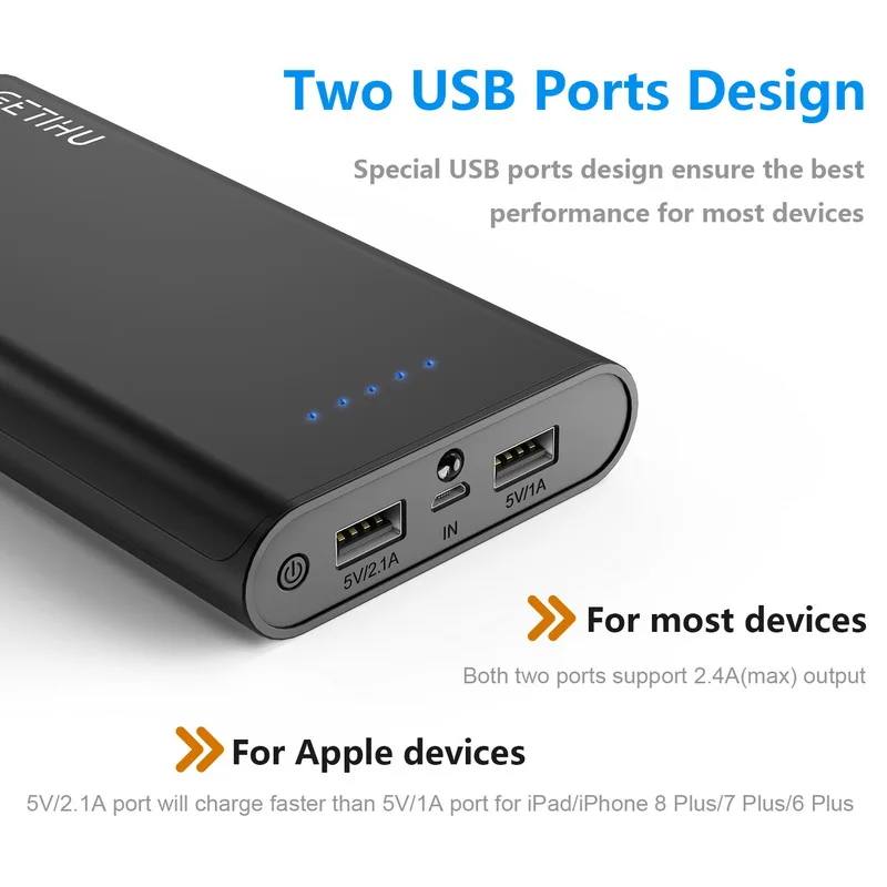 INIU 20000mAh 2.4A power Bank 2 USB светодиодный дисплей портативное зарядное устройство bank для