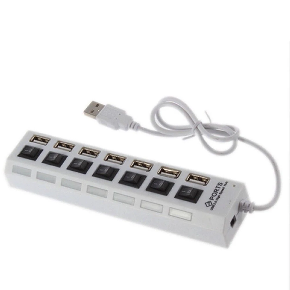 USB 2,0 7-Порты и разъёмы мульти Зарядное устройство Hub+ высокоскоростной адаптер ON/OFF переключатель для ноутбука/ПК