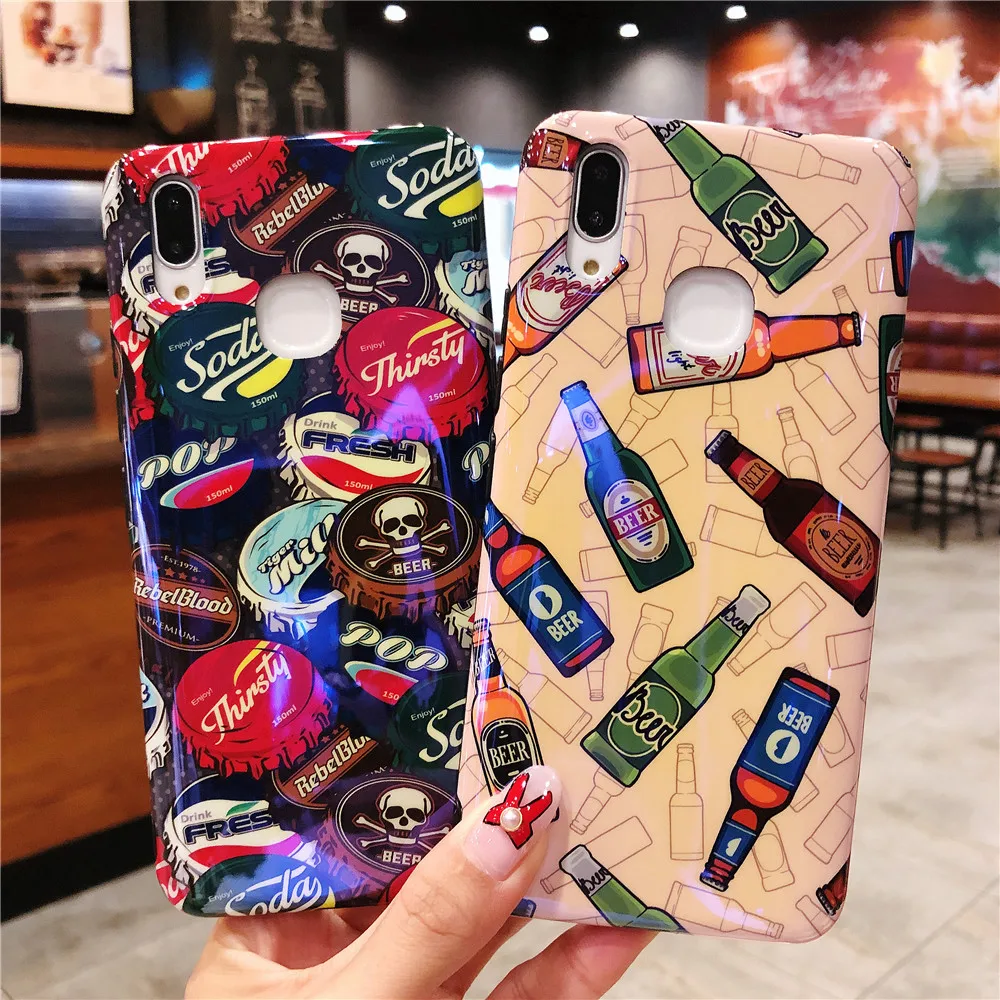 Case For iPhone X XS MAX XR Japanese Street Trend 3D Relief Painted Beer Drink Phone 6s 7 8 Plus Blue Light |