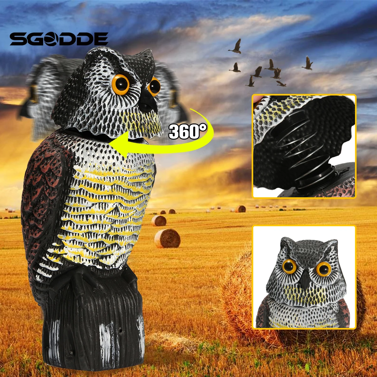 Охотничий орнамент реалистичные пластиковые декорации Совы с вращающейся
