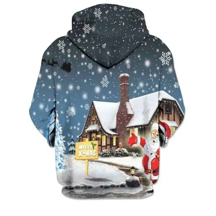 

Men Autumn Winter Christmas Printing Hooded Plus Size Sweatershirt Tops Pullover