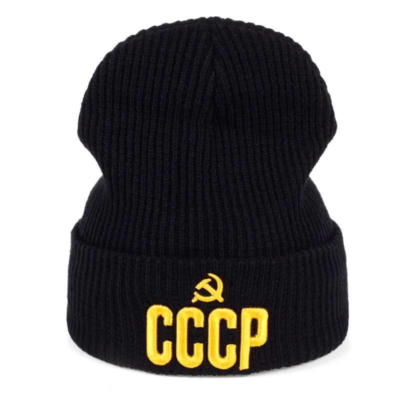 Теплая шапка VORON Красная унисекс в русском стиле для осени и зимы CCCP|winter warm hat|hats