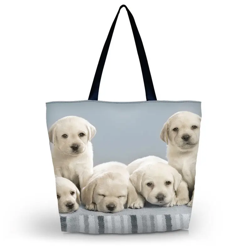 Cute Dogs Womens Eco Shopping Bag Girl's Utility School Travel Tote Foldable Grocery Packing Beach Free shipping | Багаж и сумки