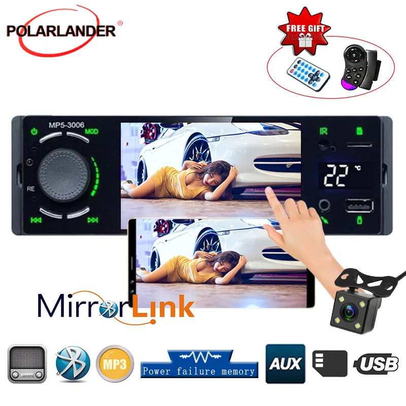 1 din 4," радио для автомобиля мультимедийный плеер HD сенсорный экран USB TF Поддержка Bluetooth дисплей температуры Авторадио MP5 плеер