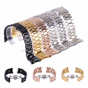 Нержавеющаясталь раскладывающаяся застежка ремешок для часов классические изогнутые ремешок для наручных часов для Для мужчин Для женщин Для мужчин Кварцевые наручные часы заменить Для мужчин с Т-образным ремешком; 2022 мм
